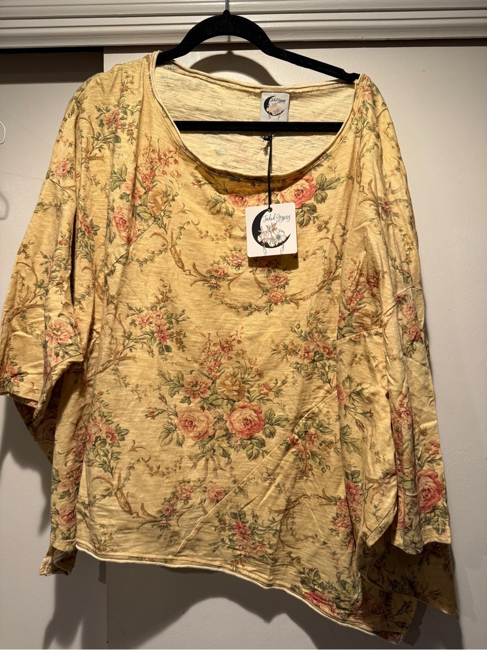 Jaded Gypsy Yellow Floral “Meadow Mist” Be Free Top
